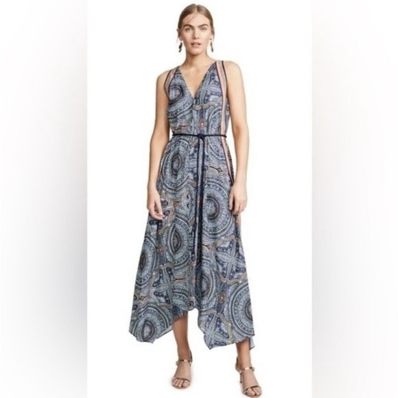 Ramy Brook Vanna Tile Maxi Handkerchief Dress XS Boho Designer Summer Vacation - Picture 16 of 16